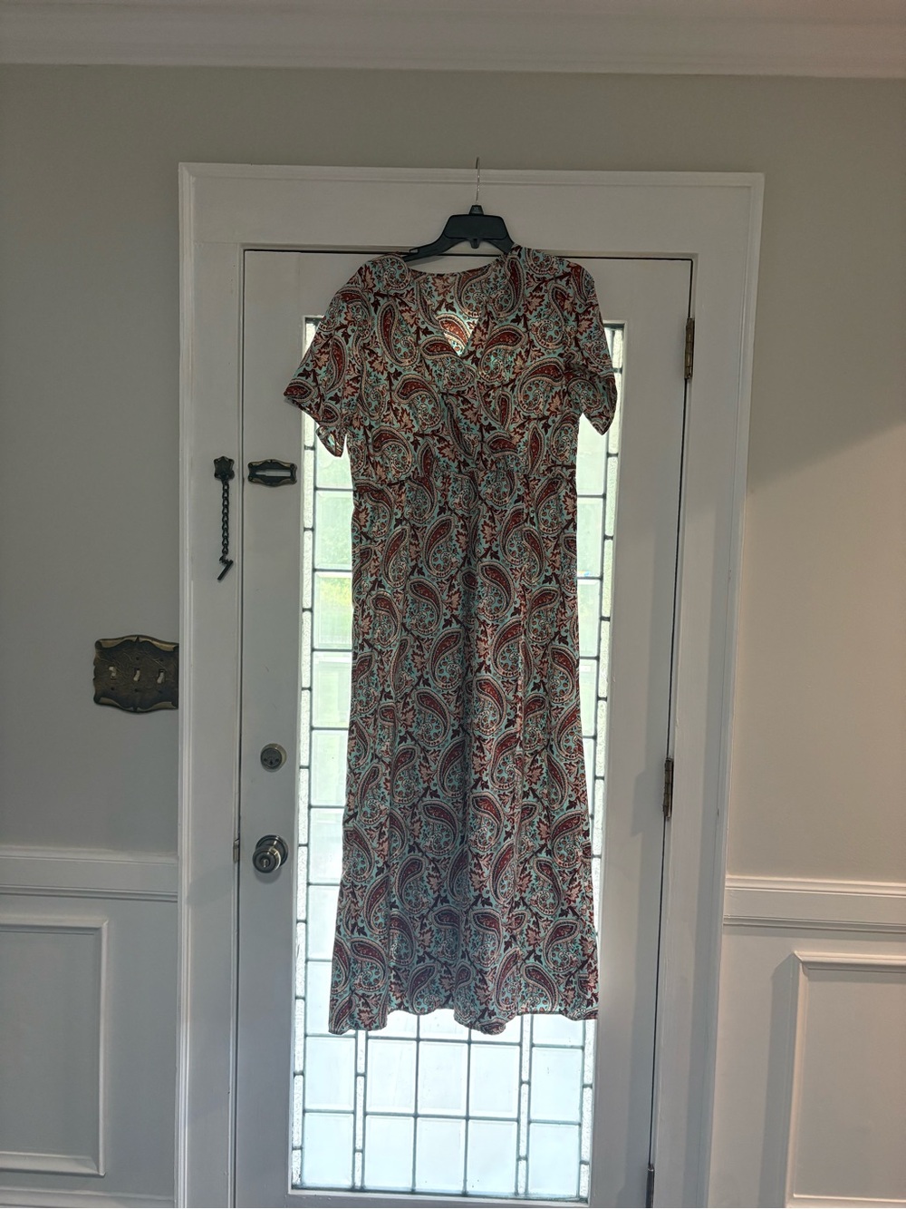 Paisley Wrap Maxi Dress in Burgundy and Teal